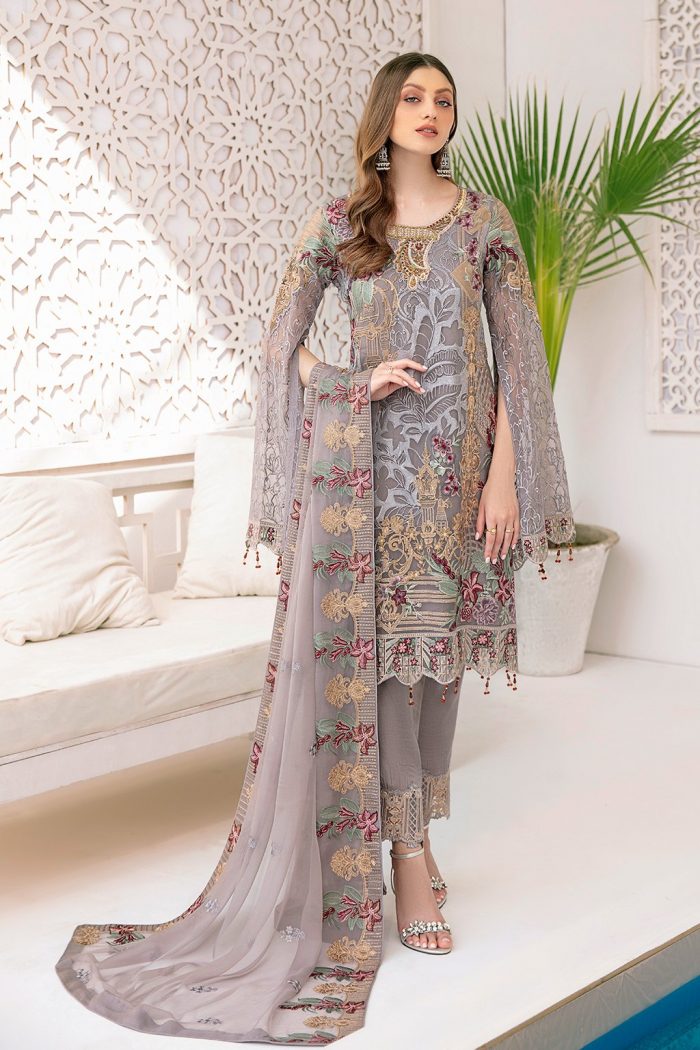 Minahil- M309-Chiffon 3 Piece suit