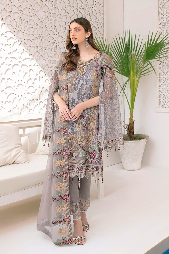 Minahil- M309-Chiffon 3 Piece suit - Image 3