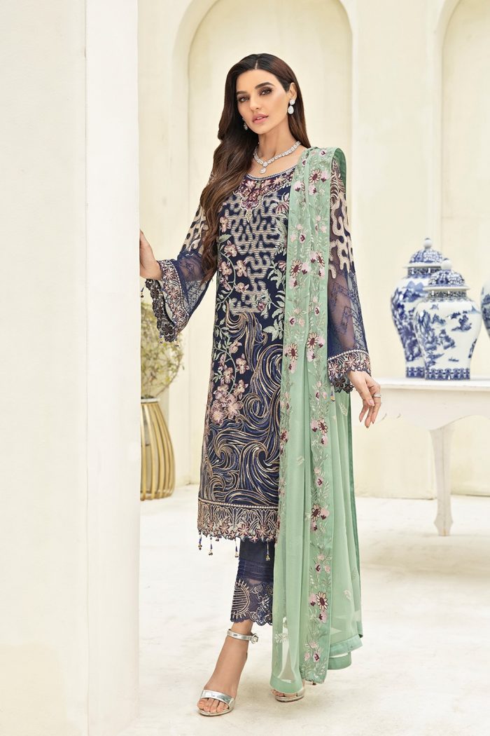 Chevron- A306-Chiffon 3 Piece suit - Image 5