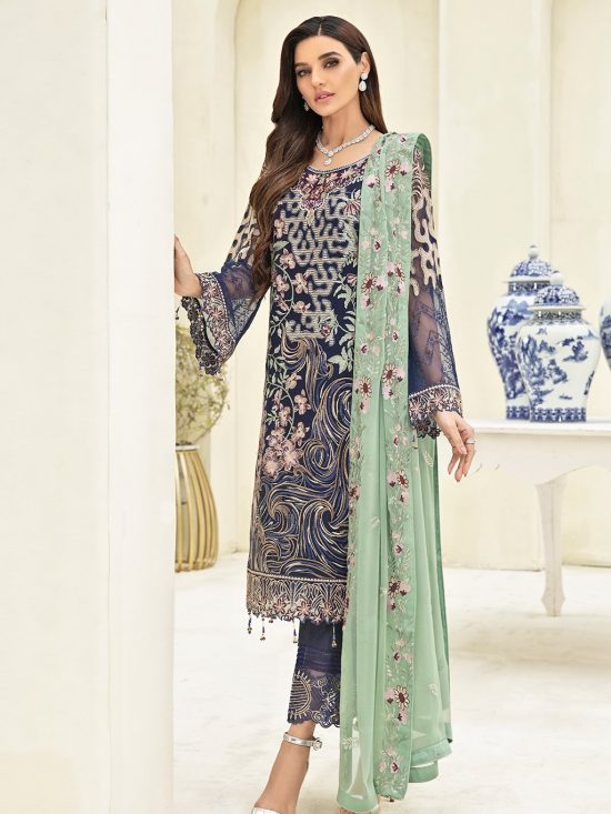 Chevron- A306-Chiffon 3 Piece suit