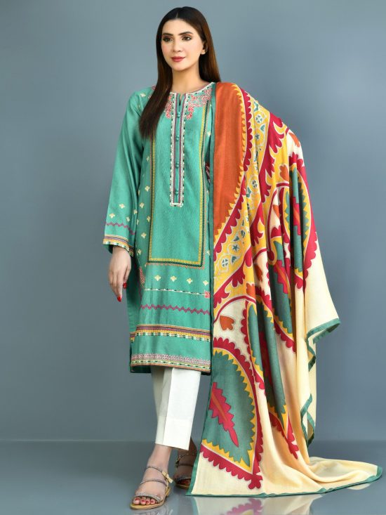 Khadar-Shirt dupatta Green