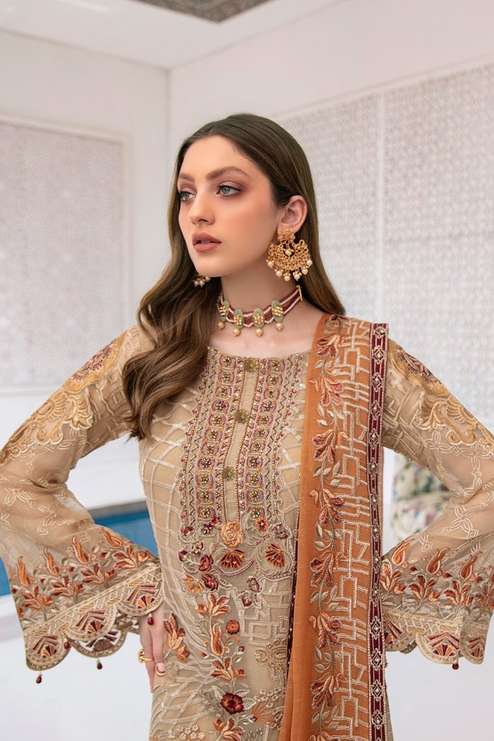 Minahil- M305-Chiffon 3 Piece suit - Image 6