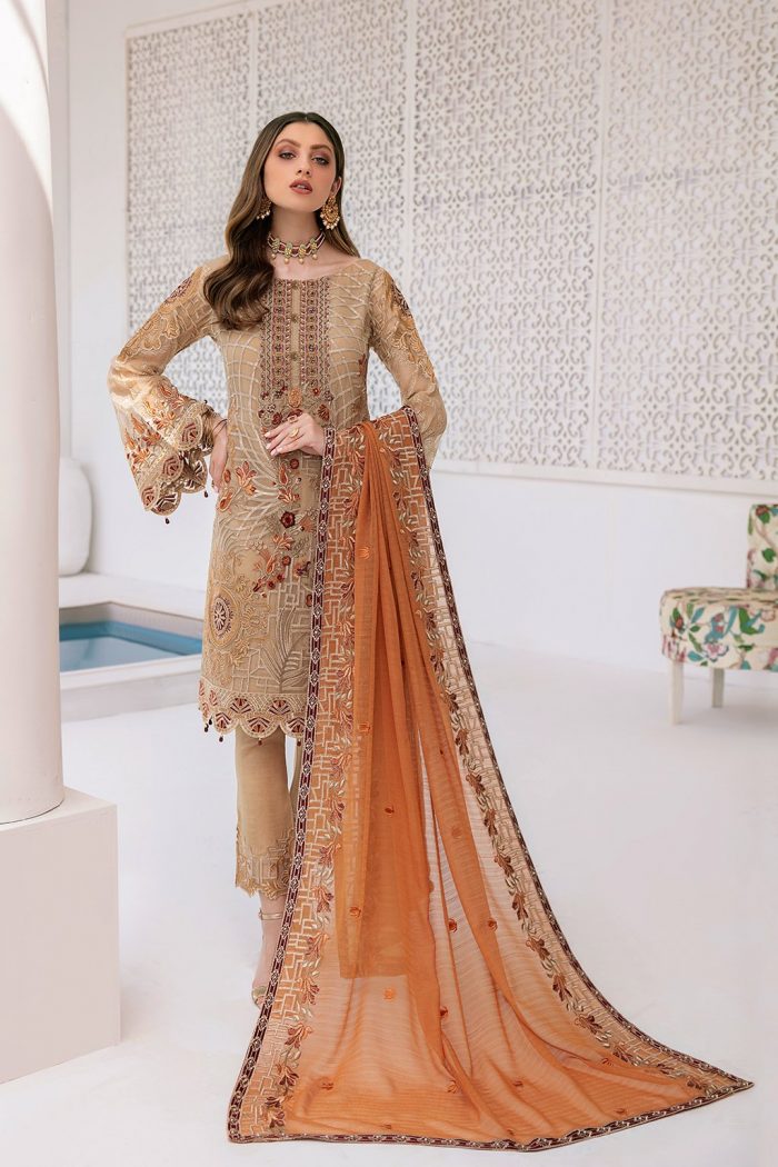 Minahil- M305-Chiffon 3 Piece suit - Image 5