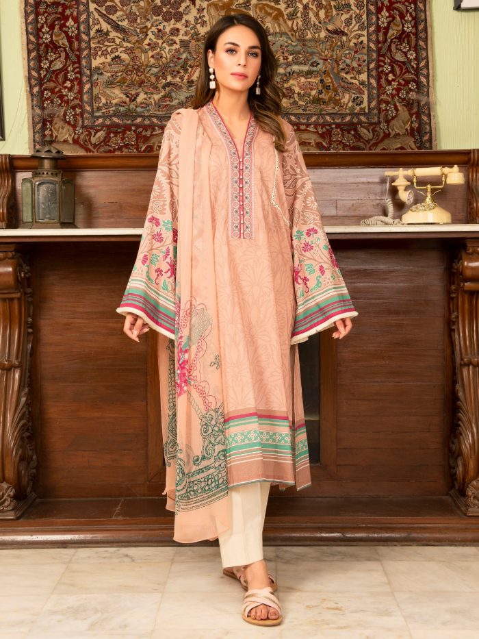 Lawn-Shirt and Chiffon Dupatta- Pink