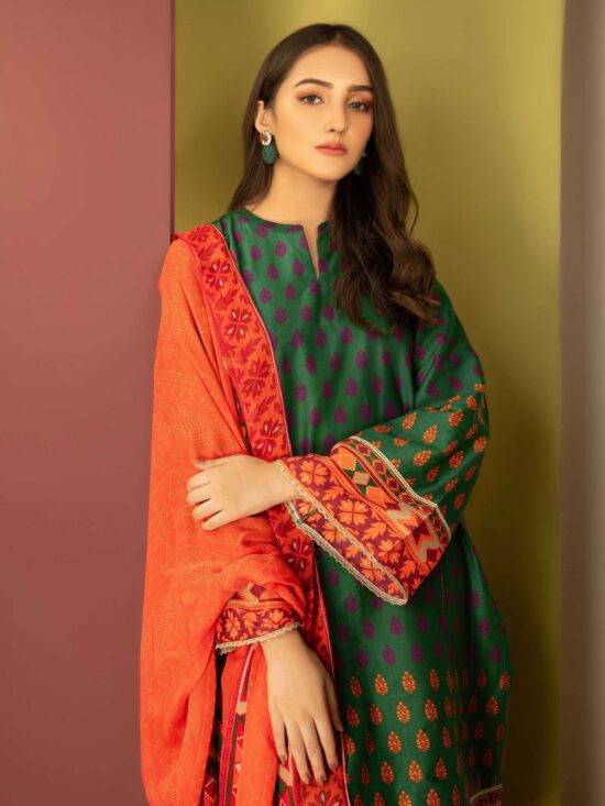 Cambric-Shirt Choffon Duppata- Green