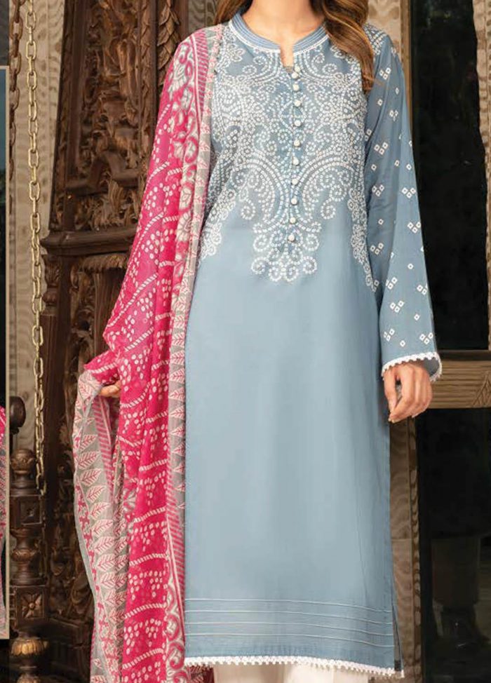 Lawn-Shirt and Chiffon Dupatta- Blue