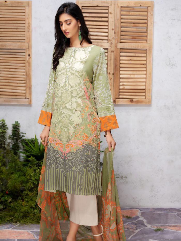 Lawn-Shirt Chiffon Dupatta- Green - Image 7