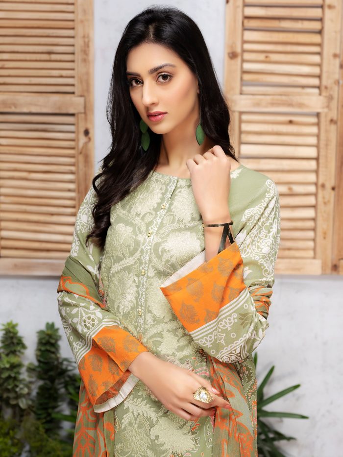 Lawn-Shirt Chiffon Dupatta- Green - Image 6