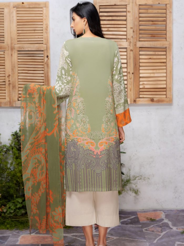 Lawn-Shirt Chiffon Dupatta- Green - Image 4