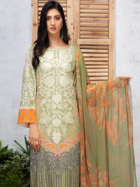 Lawn-Shirt Chiffon Dupatta- Green