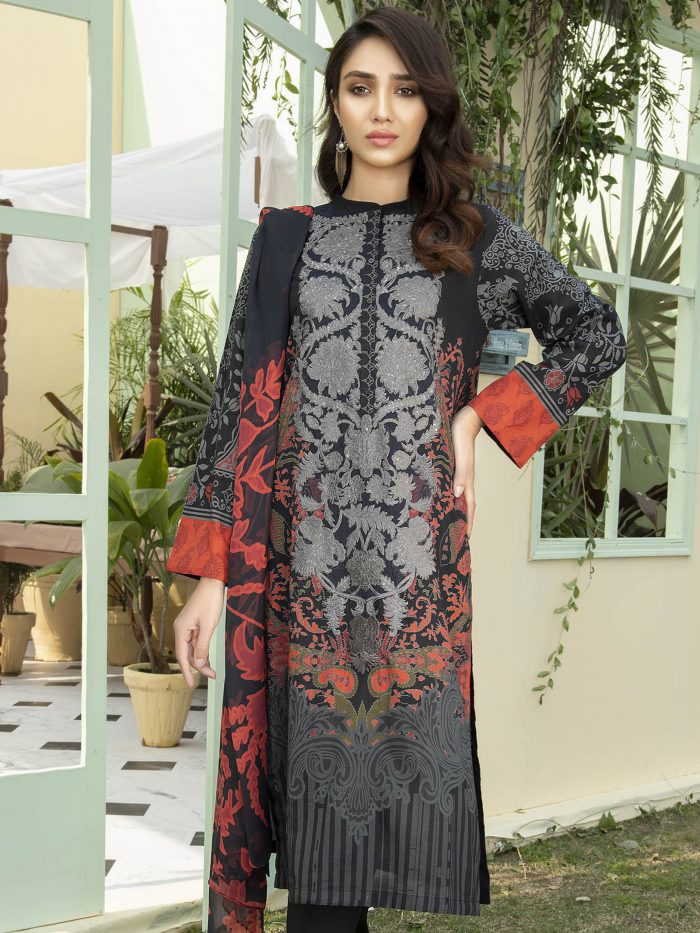Lawn-Shirt Chiffon Dupatta- Black - Image 5