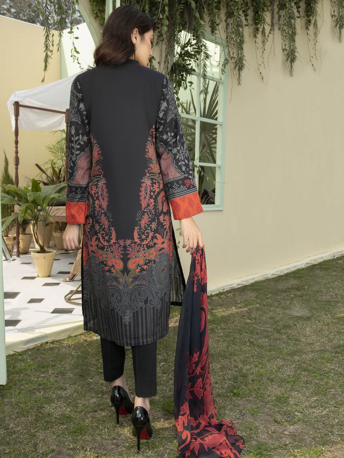 Lawn-Shirt Chiffon Dupatta- Black - Image 4