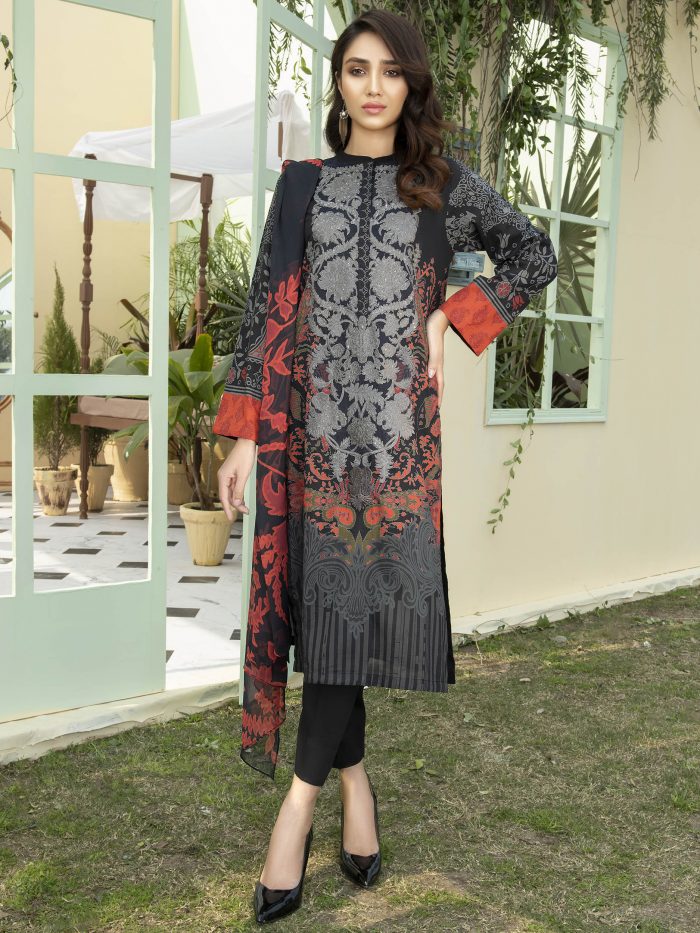 Lawn-Shirt Chiffon Dupatta- Black - Image 3