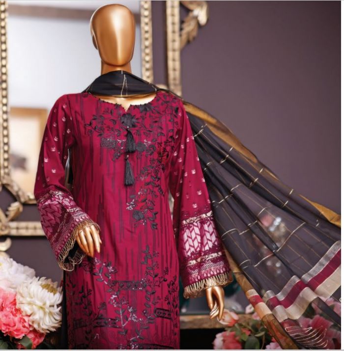 Dynasty Jacquard Embroidered Collection 3 PC D-10 - Image 4
