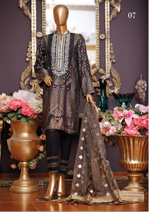 Dynasty Jacquard Embroidered Collection 3 PC D-07