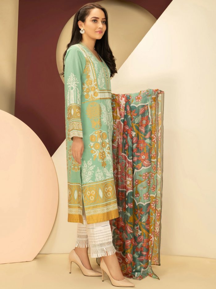 Lawn Shirt and Dupatta - Zinc - Image 4