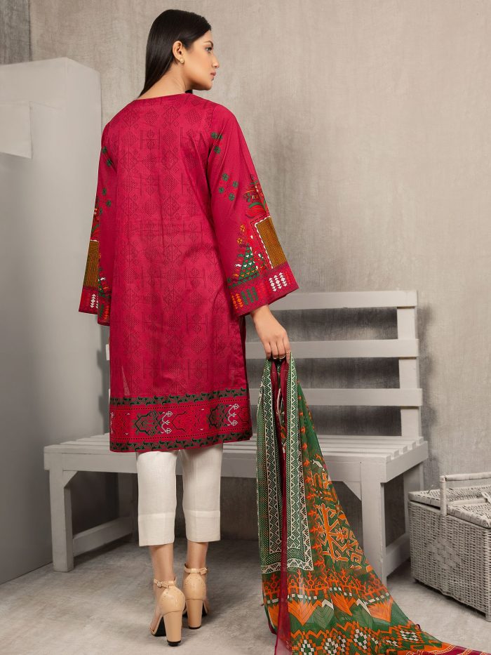 Lawn Shirt and Dupatta - Green - Image 3