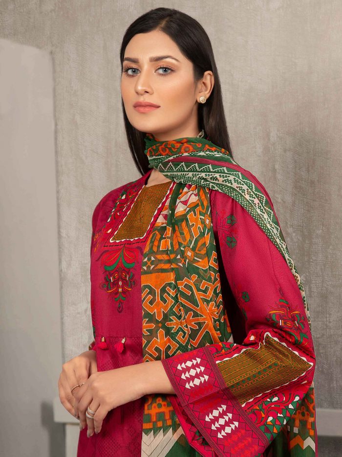 Lawn Shirt and Dupatta - Green - Image 4