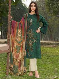 Embroidered Lawn-Shirt Chiffon Dupatta-Green