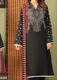 Lawn-Shirt and Chiffon Dupatta- Black