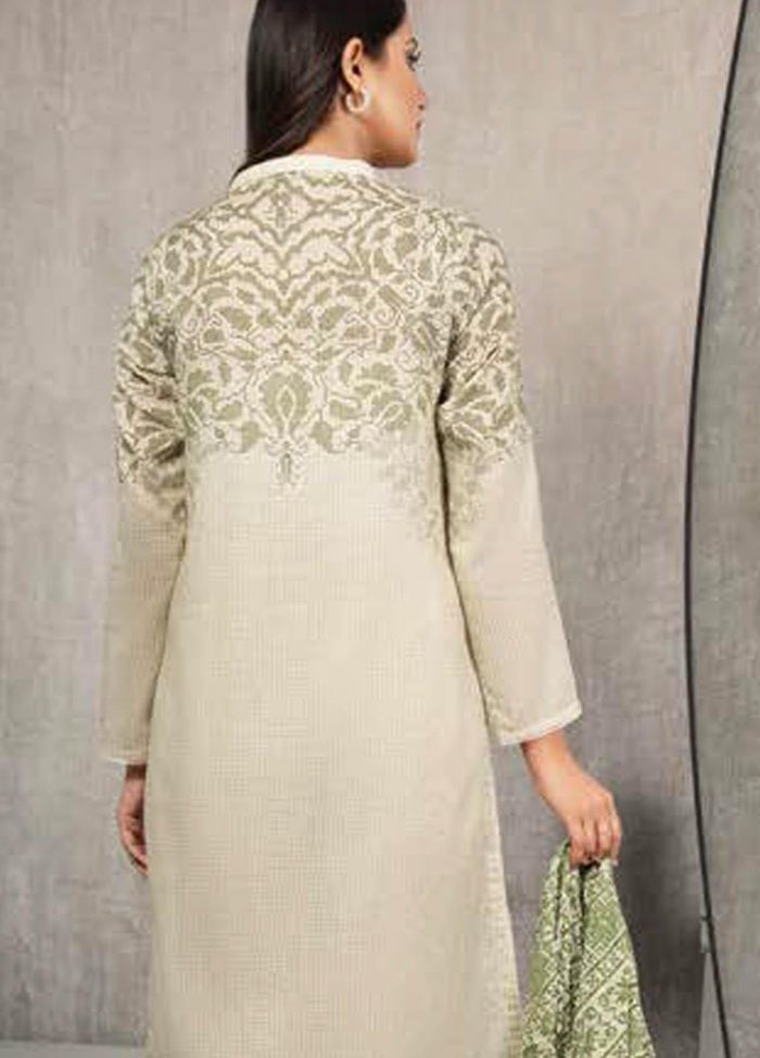 Lawn Shirt and Dupatta - Beige - Image 5